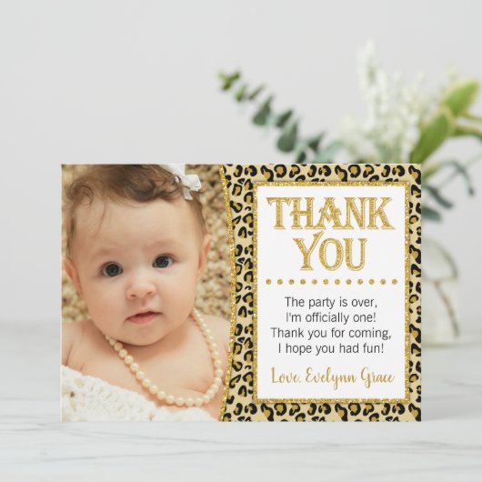 写真とのチータの誕生日のサンキューカード サンキューカード (スタンド正面)