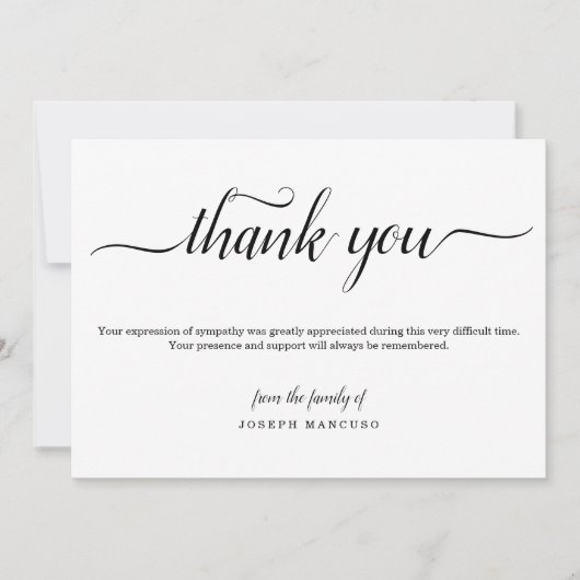 写真とのパーソナライズな葬儀のサンキューカード サンキューカード (正面)