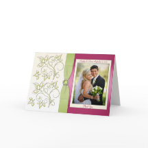 写真とのピンクおよび緑のサンキューカード