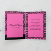 写真とのピンクおよび黒いダマスク織のサンキューカード サンキューカード (内部)