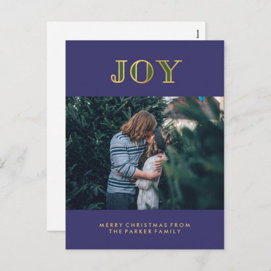 写真とのモダンな宝石の調子のクリスマスの喜び シーズンポストカード (正面/裏面)