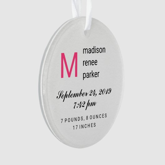 写真との女の赤ちゃんの初めてのクリスマス オーナメント (正面)