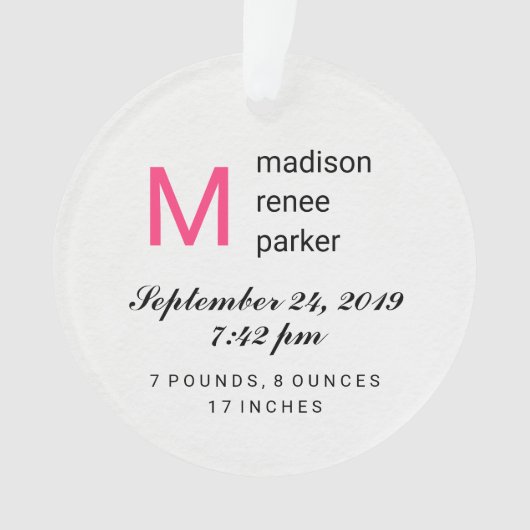 写真との女の赤ちゃんの初めてのクリスマス オーナメント (正面)