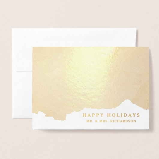 写真との抽象的な金ゴールド|のエレガントで幸せな休日 箔カード (封筒付き正面)