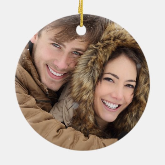 写真との最初結婚したなクリスマス|の素朴な赤 セラミックオーナメント (裏面)