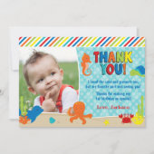 写真との海の誕生日のサンキューカードの下 招待状 (正面)