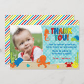 写真との海の誕生日のサンキューカードの下 招待状 (正面/裏面)