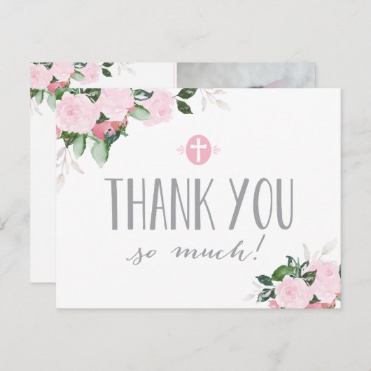 写真との花柄の開花の宗教サンキューカード サンキューカード (正面/裏面)