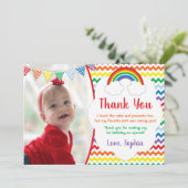 写真との虹の誕生会のサンキューカード 招待状 (スタンド正面)