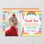写真との虹の誕生会のサンキューカード 招待状 (正面/裏面)