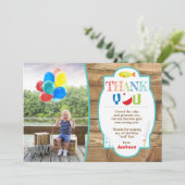 写真との魚釣りの誕生日のサンキューカード 招待状 (スタンド正面)