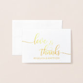 写真との|を結婚する実質の金ゴールドホイルの愛及び感謝 箔カード (封筒付き正面)