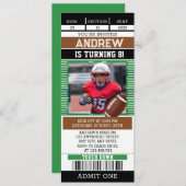 写真とアメリカンフットボールのテーラードチケット 招待状 (正面/裏面)