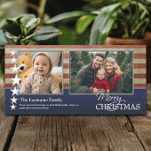 写真とアメリカ国旗の愛国的軍隊テーマ シーズンカード