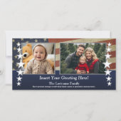 写真とアメリカ国旗の愛国的軍隊テーマ 案内状 (正面)