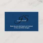 写真とイニシャル青と白のパーソナル 名刺 (正面)