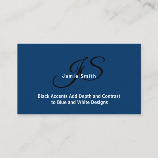 写真とイニシャル青と白のパーソナル 名刺 (正面)