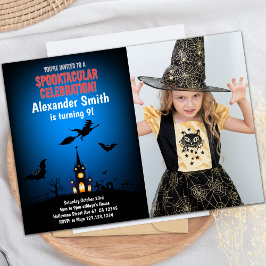写真とウィッチハロウィーン招待状 招待状
