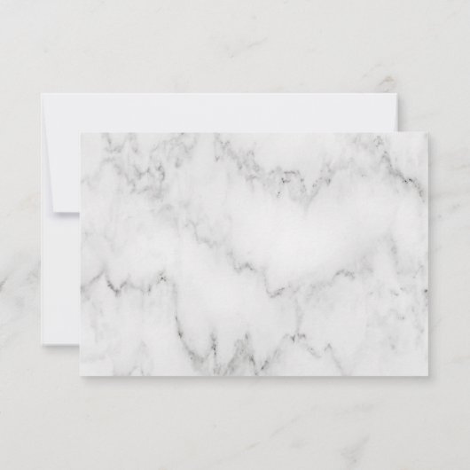 写真とエレガント大理石の外観 | ウェディング 出欠カード (裏面)