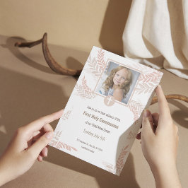 写真とエレガント最初の聖餐式招待状 招待状