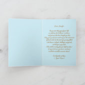 写真とエレガント金ゴールドのアクセント付きの青い卒業式 カード (内部)