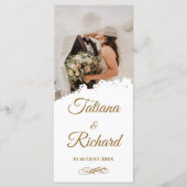 写真とエレガント金ゴールドスクリプトの結婚式 プログラム (正面)