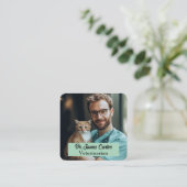 写真とカスタマイズ可能な獣医の名刺 スクエア名刺 (スタンド正面)