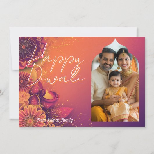 写真とカスタムテキスト付きフェスティバルフレイムカード 招待状 (正面)