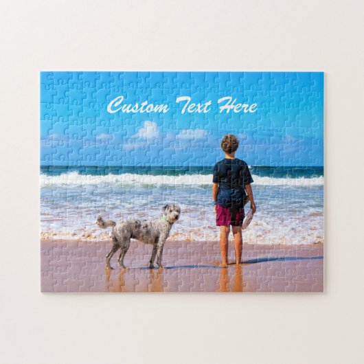 写真とカスタム文字の写真パズルギフト ジグソーパズル (横)
