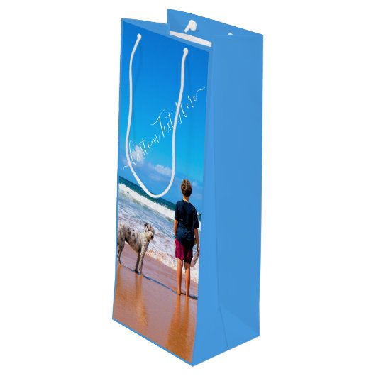 写真とカスタム文字の写真抱き枕 ワインギフトバッグ (裏面アングル)