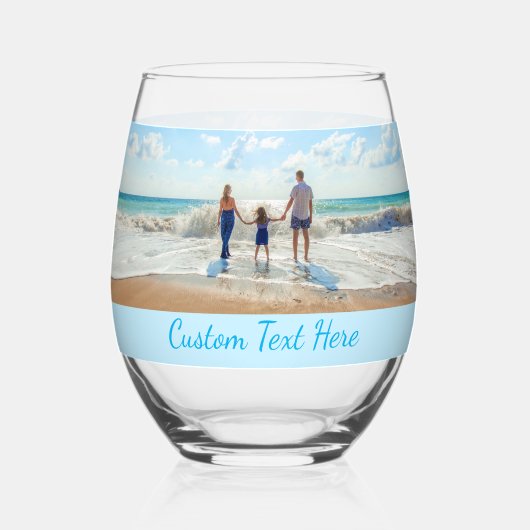 写真とカスタム文字パーソナライズされた ステムなしワイングラス (正面)