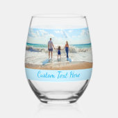 写真とカスタム文字パーソナライズされた ステムなしワイングラス (裏面)