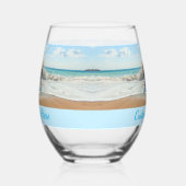 写真とカスタム文字パーソナライズされた ステムなしワイングラス (右)