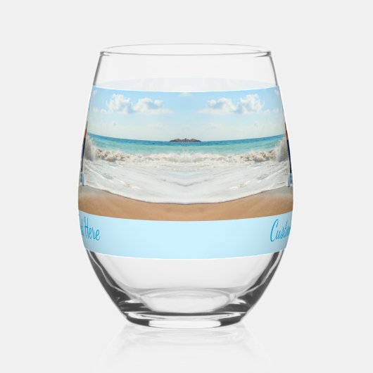 写真とカスタム文字パーソナライズされた ステムなしワイングラス (右)