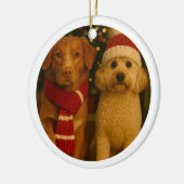 写真とカスタム文字パーソナライズされた セラミックオーナメント (左)