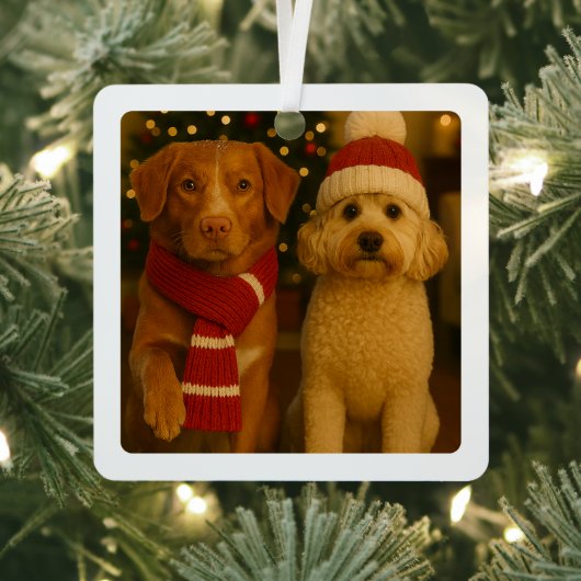 写真とカスタム文字パーソナライズされた メタルオーナメント (インサイチュ)