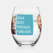 写真とカスタム文字 ステムなしワイングラス (左)