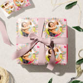 写真とカラフル抽象芸術アートピンクハート ラッピングペーパー