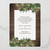 写真とキャプションChristmas Greenery Wood & Lights 箔シーズンカード (裏面)