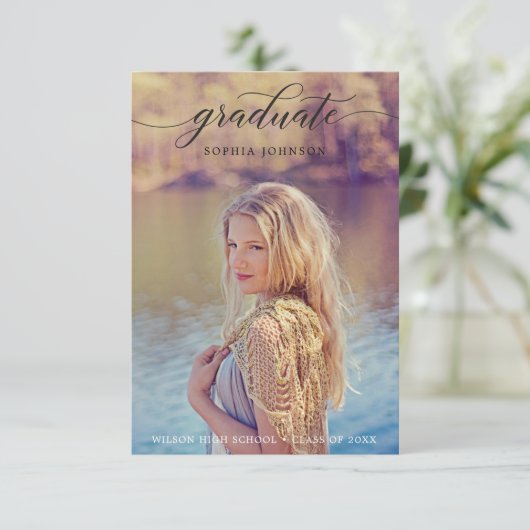 写真とクラシック共に卒業発表のスクリプトを作成 招待状 (スタンド正面)