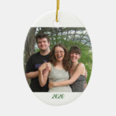 写真とクリスマスの挨拶カスタム セラミックオーナメント (正面)