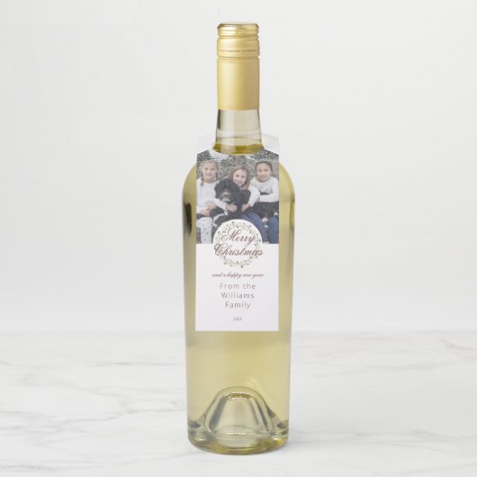 写真とクリスマスウォーターリース ボトルネックタグ (ボトル)