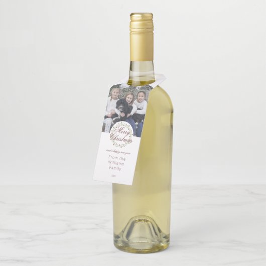 写真とクリスマスウォーターリース ボトルネックタグ (アングル)