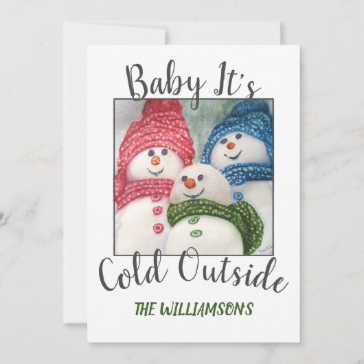 写真とクリスマススノーファミリー シーズンカード (正面)