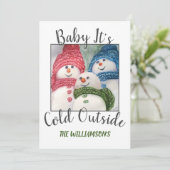 写真とクリスマススノーファミリー シーズンカード (スタンド正面)