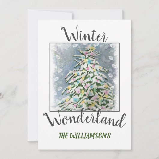 写真とクリスマスワンダーランドツリー シーズンカード (正面)