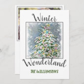 写真とクリスマスワンダーランドツリー シーズンカード (正面/裏面)