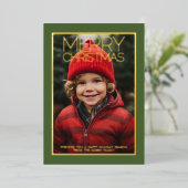 写真とゴールドで表現したクリスマスのグリーン 箔シーズンカード (立ち正面)