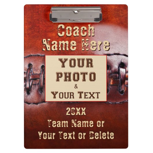 写真とサッカーパーソナライズされたコーチのクリップボード クリップボード (正面)