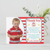 写真とサーカスカーニバル誕生日サンキューカード 招待状 (スタンド正面)